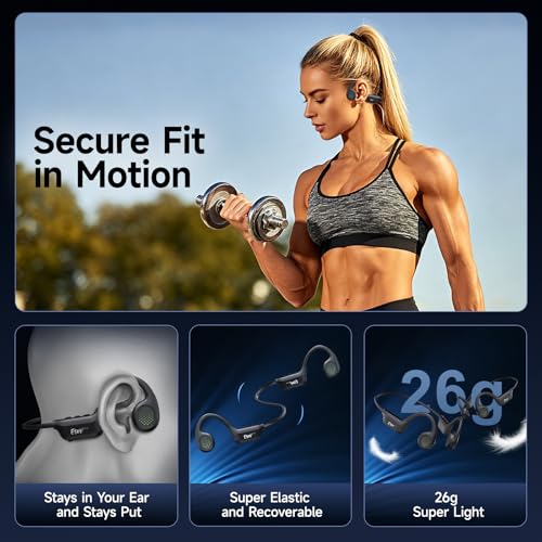 esonstyle Bone Conduction Headphones Bluetooth 6.0 - IPX7 Waterproof | Bone Conduction Earphones with Mic, 10H Play Time, Wireless Open Ear Earbuds for Running Walking Cycling - color: Black