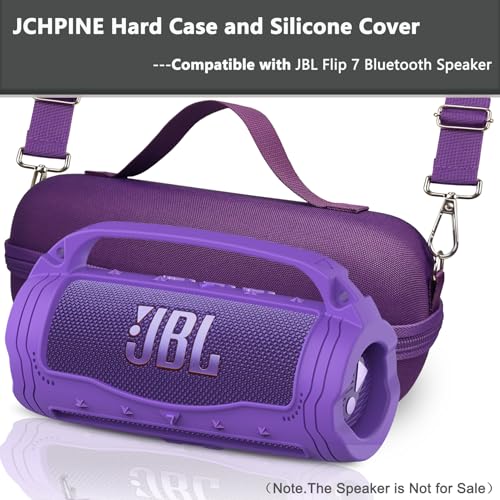 JCHPINE Silicone Cover and Carrying Case for JBL Flip 7 Portable Speaker - color: Purple
