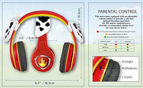 eKids Paw Patrol Marshall Kids Headphones, Wired Headphones Compatiable with 3.5mm Jack, Children's Earphones for School, Home, or Travel | Adjustable Headband - color: Marshall Headphones