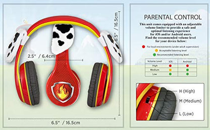 eKids Paw Patrol Marshall Kids Headphones, Wired Headphones Compatiable with 3.5mm Jack, Children's Earphones for School, Home, or Travel | Adjustable Headband - color: Marshall Headphones