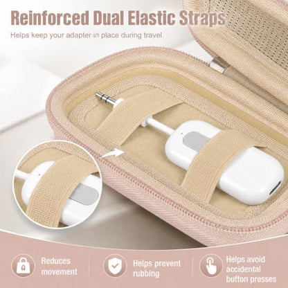 COMECASE Bluetooth Transmitter Case for AirFly SE/Pro 2/Pro/Duo | Hard EVA, Deep Mesh Pocket, Dual Elastic Straps, Fits for Avantree Relay/ for 1Mii, Airplane Travel Tech,Case Only, Gold - color: Gold