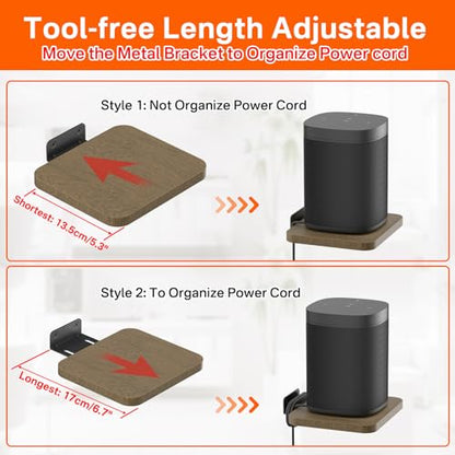 Pairs of Speaker Wall Mount for Sonos Speaker Mounts - Adjustable Floating Wall Shelves for Sonos One(Gen 2), One SL,Play:1, Roam 2, Era 100 and More Small Speakers Mounting Shelf