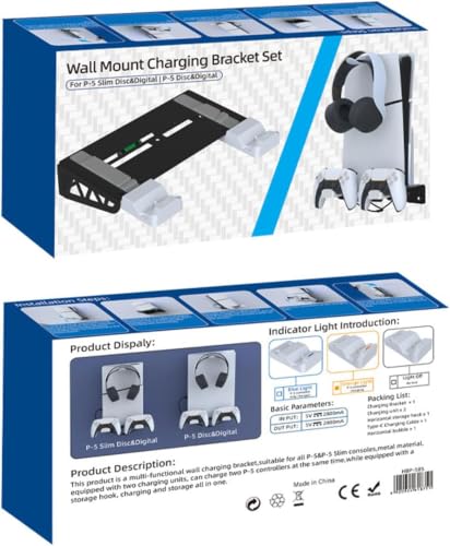 Wall Mounted Gaming Storage Rack for Console Controller Headset Organizer | Heavy-Duty Iron Wall Mount Organizer for Gaming Console, Controller, Charging Dock and Headset with Space-Saving Design