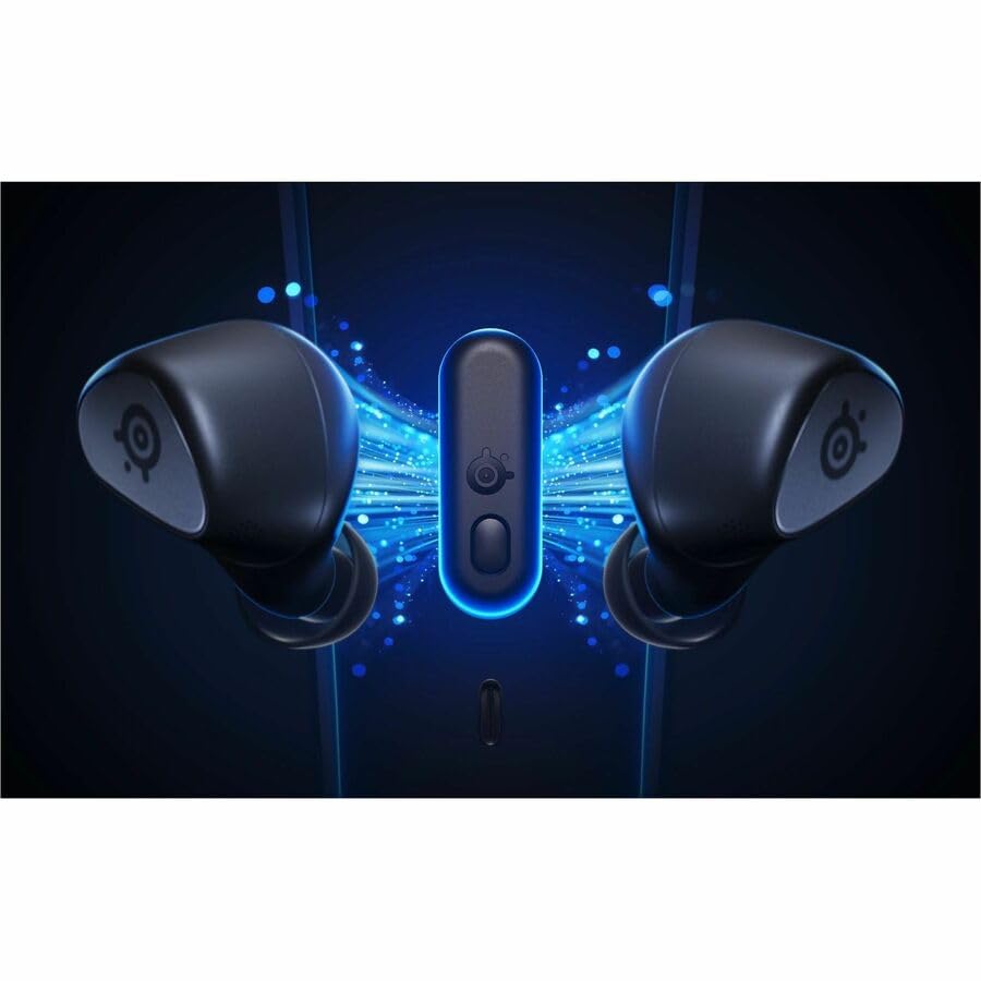 SteelSeries Arctis GameBuds for Xbox/PC/PS5/Switch/Mobile — Quick-Switch 2.4GHz+Bluetooth 5.3 — Active Noise Cancelling — Mobile App — Water Resistant IP55 — 40H Battery with Qi Charging Case - Black - color: Black