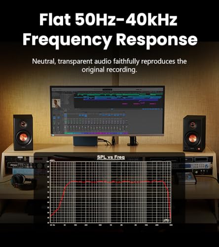 Edifier MR4.5 Bi-Amped Studio Monitor, 80W RMS Bookshelf Speakers - Black | 4.5" Woofer 1" Silk Tweeter Hi-Res Audio Bluetooth 6.0 LDAC XLR/TRS/RCA/AUX Input Music Production Video Editing Home Audio - color: Black
