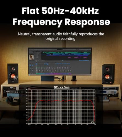 Edifier MR4.5 Bi-Amped Studio Monitor, 80W RMS Bookshelf Speakers - Black | 4.5" Woofer 1" Silk Tweeter Hi-Res Audio Bluetooth 6.0 LDAC XLR/TRS/RCA/AUX Input Music Production Video Editing Home Audio - color: Black