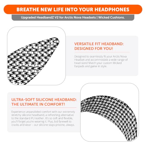 WC HeadbandZ Arctis Nova V2 - Wide Silicone Headband for Arctis Nova - color: Houndstooth