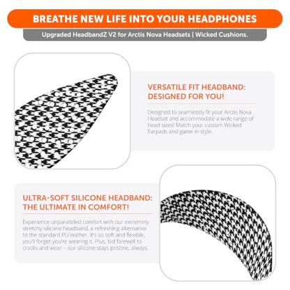 WC HeadbandZ Arctis Nova V2 - Wide Silicone Headband for Arctis Nova - color: Houndstooth