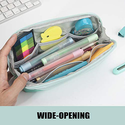 Sooez Wide-Opening Pencil Pen Case, Lightweight & Spacious Pencil Cases Bag Pouch Box Organizer, Aesthetic Supply with Triangular Design for Adults, Mint Green - color: Mint Green