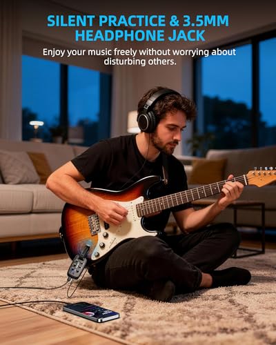 LEKATO PA-2 Guitar Headphone Amp for Electric Guitar Headphone Amplifier for Portable Practice, 9 Amp Models, 3 Mod Effects, 3 Space Effects, with Bluetooth Receiver, USB OTG Recording