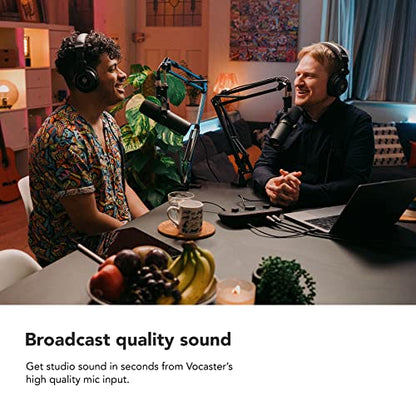 Focusrite Vocaster Two — Podcasting Interface for Recording Host and Guest. 2 Mic Inputs and Headphone Outputs, with Auto Gain, Enhance, and Mute. Small, Lightweight, and Powered by Computer | Podcasting Interface for Recording Host and Guest. 2 Mic Input