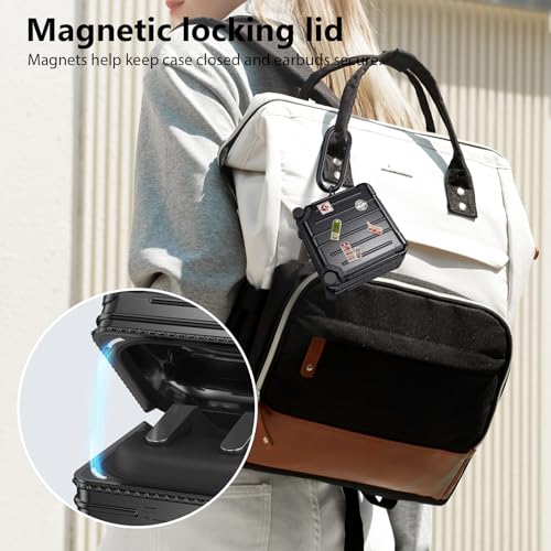 KOREDA Compatible with Samsung Galaxy Buds 4 Case/Buds 4 Pro Case Cover, Cute Funny Suitcase Design Case for Galaxy Buds 4 Pro, Fashion Protective Hard Case for Women Men with Keychain (Black) - color: Black