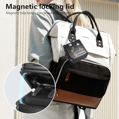 KOREDA Compatible with Samsung Galaxy Buds 4 Case/Buds 4 Pro Case Cover, Cute Funny Suitcase Design Case for Galaxy Buds 4 Pro, Fashion Protective Hard Case for Women Men with Keychain (Black) - color: Black