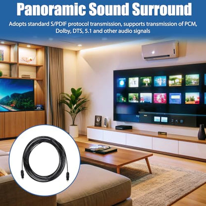 Optical Audio Cable 10 Feet, 10ft / 3meter Optical Cable for Soundbar Ultra Thin Cord Fiber Optic Cord Compatible with Sound Bar TV Home Theater