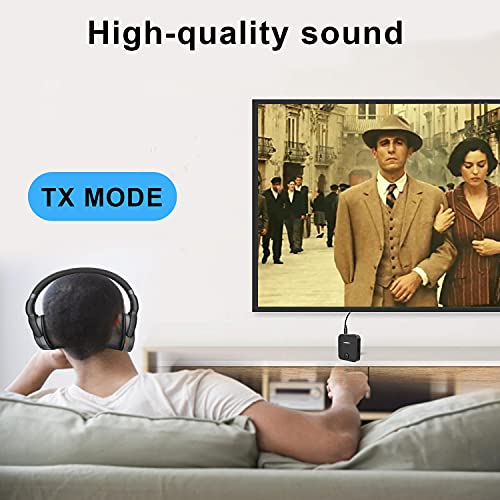 Bluetooth 5.4 Transmitter and Receiver, 2-in-1 Wireless Audio Adapter with Built-in Microphone for Car, TV, Home Stereo, Sound Bar - Hands-Free Calling Low Latency