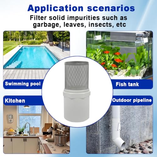 1/2" Stainless Steel Filter Cover Connected to 1/2" PVC DN15 Water Pipe, Suction Strainer Used to Remove Debris and Reduce Solid Entry - size: 1/2"DN15