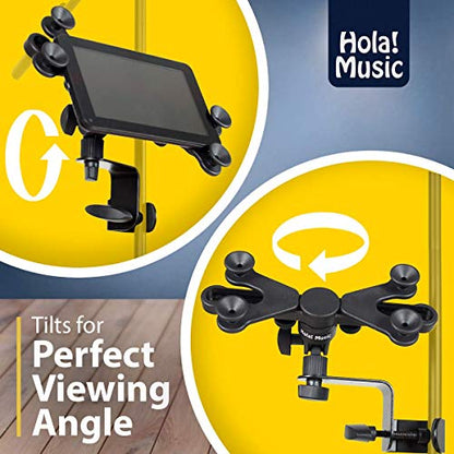 Pack of 2 Tablet Holder - Hola! Music Microphone Music Stand Tablet/Smartphone Holder Mount - Fits Devices from 6 to 15 Inch - size: 2 Pack