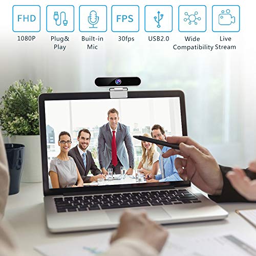 Webcam with Microphone,Camera for Computer Desktop 1080P HD Webcam,Plug and Play USB Webcam for Laptop Flexible Rotatable Clip and Tripod,Privacy Cover for Video Calling Recording Conferencing