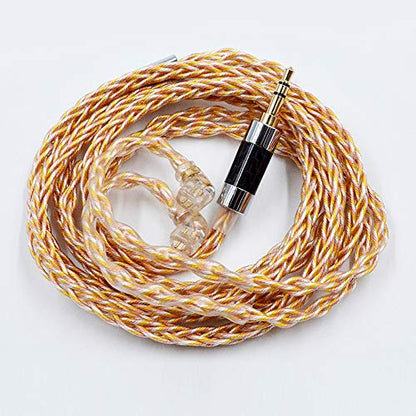 FAAEAL Upgraded 0.75mm 2-Pin Replacement Earphone Cable - Gold, Silver, Copper Mix for KZ ZSN, ZS10 PRO, ZSX, ASX, ASF, DQ6 Earphones - color: GoldSilver