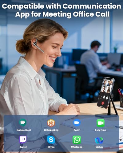 New Bee Bluetooth Headset V5.1 72H Talk Time Dual Mic with Mute Button for Business, Wireless Hand-Free Bluetooth Earpiece with 500mAh Charging Case for Cell Phone Calls Trucker Driver Laptop - color: Gunmetal, style: M54
