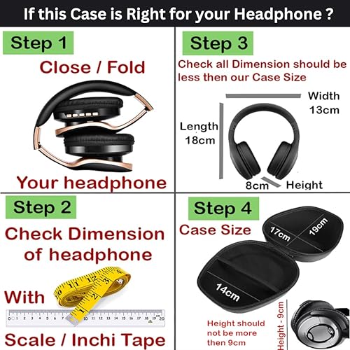 Hard Shell Case for Over The Ear Headphones with Full Protection Compatible with All Branded and Non-Branded Headphone Universal Hard EVA Shell Storage Bag with Zipper