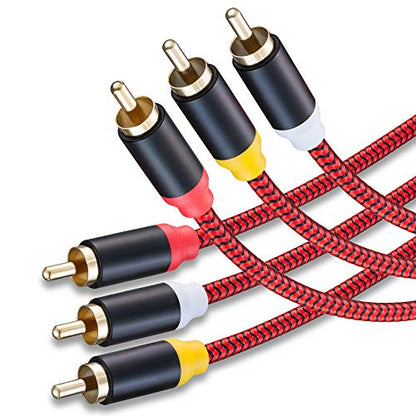 Audio Video RCA Cable 20Ft,3RCA Male to 3RCA Male 24K Gold Plated Composite AV Cable Compatible with Set-Top Box,Speaker,Amplifier,DVD Player and More(20Ft/6M) - size: 20Ft/6M