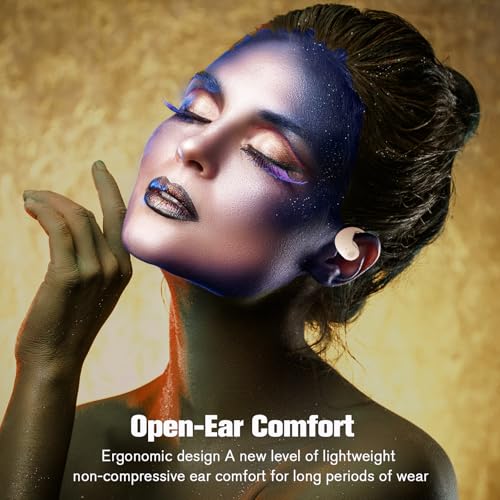 Xmenha Over The Ear Earbuds Open Ear Headphones Over The Ear Headphones | Over Ear Earbuds Air Bone Conduction Earbuds Earphones Air Bone Conducting Conduction Headphones Bluetooth - color: Nude, style: Normal