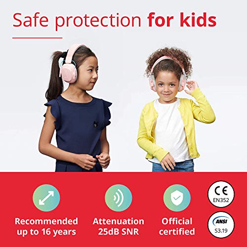 Alpine Muffy Kids Ear Muffs for Kids Ear Protection | 3-16 Years | Autism Sensory Products | 22dB Sound Reduction | Kids Noise Cancelling Ear Muffs | Noise Reduction Headphones for Kids - color: Pink