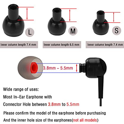 Replacement Earbud Tips Silicone Ear Tips for in- Ear Headphones Eartips Tips (Inner Hole from 3.8mm-5.5mm Earphones) Earbud Replacement Tips Earbuds Cap 18 Pairs S M L - color: Black Red
