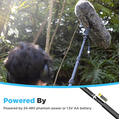 BOYA XLR Microphone BY-BM6060 Super-Cardioid Shotgun Condenser Microphone with 24 48V Phantom Power for Camera Film Interview ENG/EFP Outdoor Recording - size: BY-BM6060