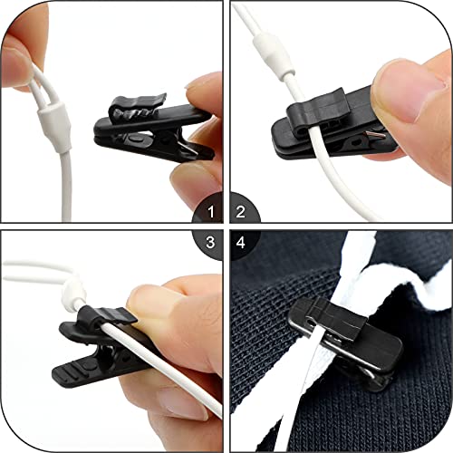 MUZHI Headphone Clip,Small Cable Clothing Clips,Earbud Clip to Keep Earphone/Microphone Cord in Place for 1.5mm Wire Diameter Round Wire Earphone 1 Inch Length,20Pcs (Black)