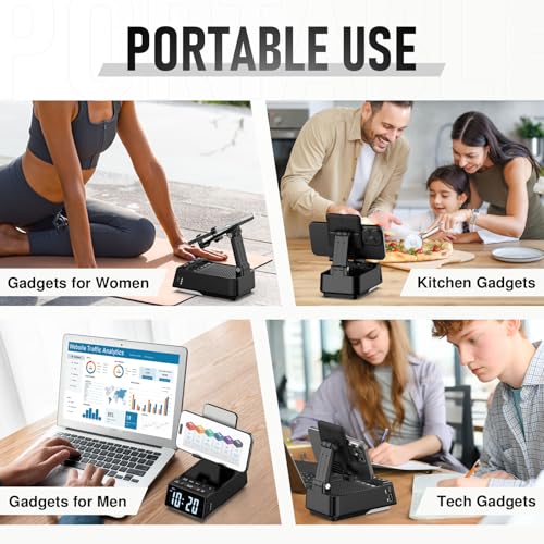 Cell Phone Stand with Wireless Bluetooth Speaker, HD Stereo Sound, Foldable - color: Dark