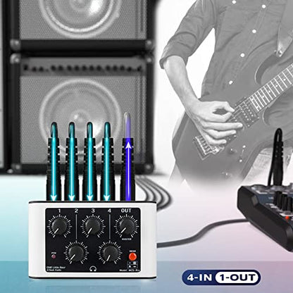 Mini Stereo 4 Channel Line Mixer Headphone Monitoring Club Live Studio Recording