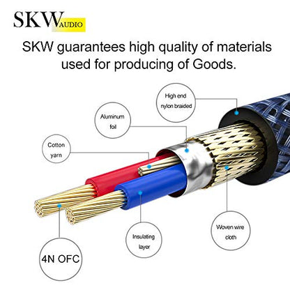 SKW Single OFC Balanced XLR Male to XLR Female 3 PIN Microphone Cable (9.8ft, 3M) | 3-pin balanced XLR mic cord, OFC copper, dual-layer foil braid shielding, self-locking connectors, nylon braided jacket - size: 9.8ft (3m)