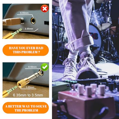 1/4 to 1/8 Audio Adapter, 3.5mm (1/8 inch) Male to 6.35mm (1/4 inch) Female | 8 Pcs, and 6.35mm (1/4) to 3.5mm (1/8), Stereo Audio Jack Converters, for Studio, Guitar, Microphone, Speaker, Hi-Fi Systems