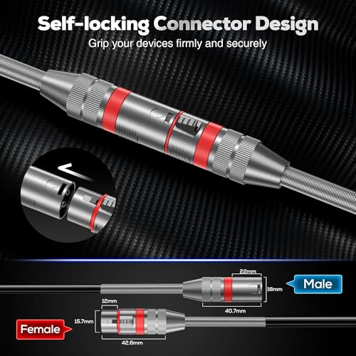 Bietrun XLR Cables 25FT 2 Packs, Premium Heavy Duty Balanced Microphone Cable 25 Feet, with 3-Pin XLR Male to Female Microphone Compatible with Microphones, Mixer, Speaker Systems, Preamps and More - size: 25FT