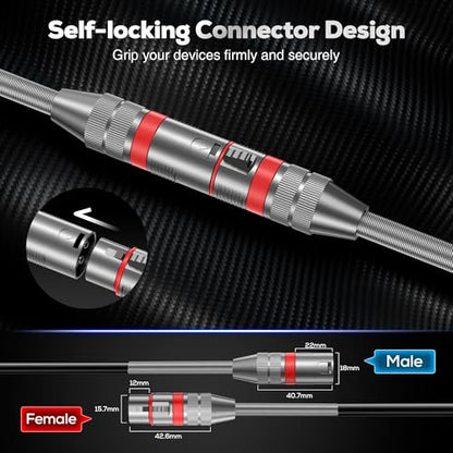 XLR Cables 100FT 2 Pack, Premium Heavy Duty Balanced Microphone Cable with 3-Pin XLR Male to Female Microphone Cord Connector Compatible with Microphones, Mixer,Speaker Systems,Preamps and More - size: 100FT
