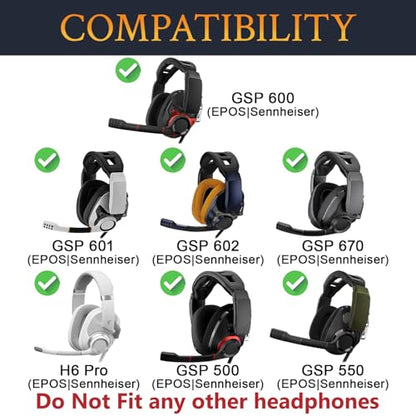 SOULWIT Cooling-Gel Earpads Replacement for Sennheiser GSP500, GSP550, GSP600, GSP 670 Gaming Headset, Ear Pads Cushions for EPOS H6 Pro, GSP601, GSP602 Headphones - Black Gold - color: Black Gold