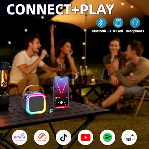 Kinglucky Mini Karaoke Machine for Kids, Top Birthday Gift Pick for Girls Ages 3, 4, 5, 6, 7, 8, 9, 10, 11, 12 Years Old, Kids' Personal Video Players Accessories with 2 Mics Singing Present Toy Black - color: Blace
