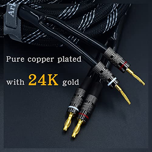 Arklove 3m(10피트) 14awg 프리미엄 튼튼한 브레이드 와이어 듀얼 바나나-나사 타입 2핀 금 도금 플러그 스피커 케이블 OFC 무산소 구리 1개 - size: 10ft