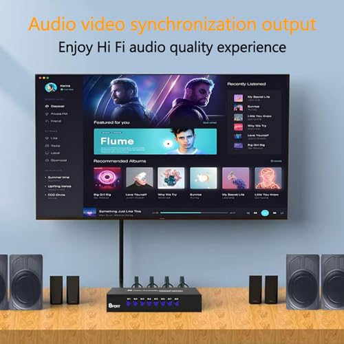 8-Port AV Switch RCA Audio Video Switcher Selector 8 in 1 Out Audio Selector Box for DVD TV Box STB Game Consoles - size: 8 Port