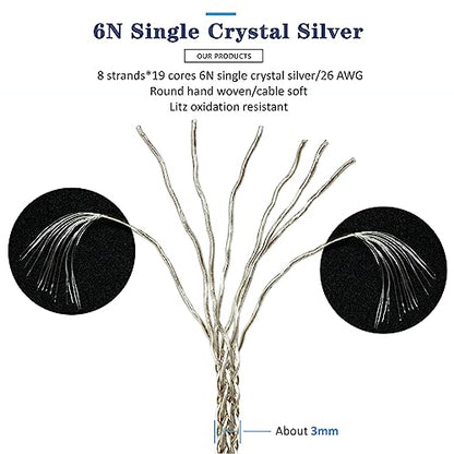 6N Single Crystal Silver 2.5mm/3.5mm/4.4mm Upgrade/Replacement Earphone Cable for Sennheiser IE200 IE300 IE600 IE900 (4.4mm Plug) - color: 4.4mm