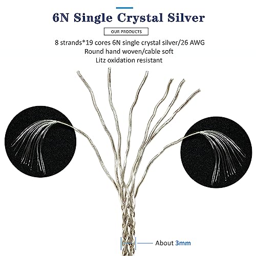 6N Single Crystal Silver 2.5mm/3.5mm/4.4mm Upgrade/Replacement Earphone Cable for Sennheiser IE200 IE300 IE600 IE900 (3.5mm Plug) - color: 3.5mm
