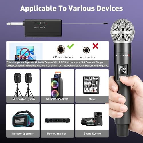 Handheld Wireless Microphones for Karaoke Singing with 500 FT Reception | 2.4GHz, Rechargeable Dual Microfonos Inalambricos Set Stable Receiving for DJ Church Party Wedding Speaking Meeting Classroom
