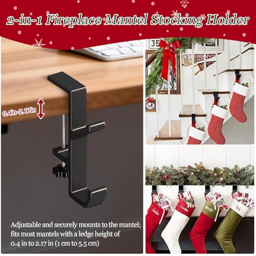 Desk Mount Bag Holder Hook Clamp, Bag Hook 1 Pcs-Double Hook Black | Portable Purse Hook for Table, Reduce Desk Clutter, Desk Mount Headphones Holder, Backpack Hanger, Table Hanging Storage - color: 1 Pcs-Double Hook Black