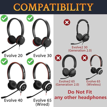 SOULWIT Headphones Broken Hinge Swivel Fix Linking Connectors Repair Kit for Jabra Evolve 65/40/30/20 Headsets (Wired Only), Replacement Joints for Headband Side Cover Slider Accessories - Black