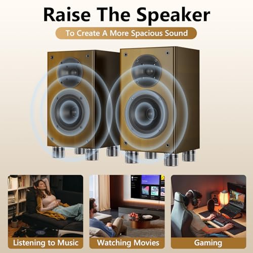 Adjustable Speaker Isolation Feet, Anti-Vibration, 4 Pack, Gray | 0.9-1.5 Inch Adjustable, 500 lbs Capacity, Metal Non-Slip Silicone, Speaker Subwoofer Turntable, Vibration Damping Set of 4 - color: Grey