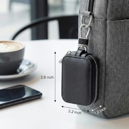 1 Pack Earbud Case Pouch, Headphone Carrying Case, Black | PU Leather Organizer Bag with Keychain, for Earphones, USB Cables, Chargers, Coins, SD Cards, Flash Drives - color: A2-Black