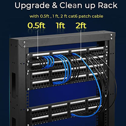 Rapink Patch Cables Cat6 0.5ft (48 Pack), Ethernet Patch Cable 10G, Cat 6 Patch Cable for Patch Panel to Switch, Flexiable Cat 6 Ethernet Cable with Gold Plated Blue - color: Blue, size: 0.5FT, style: 48 Pack