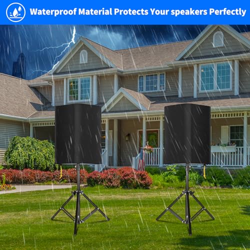 15 Inch PA/DJ Speaker Cover for Powered Speaker Mounted on Stand, 2 Pack Outdoor Speaker Cover 600D Thick Oxford Fabric Waterproof UV Protection Dustproof(Black) - size: 15 Inch